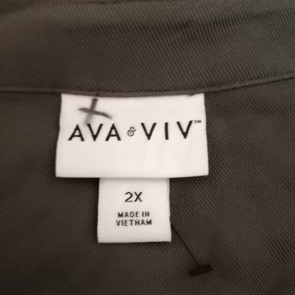 Ava & Viv khaki shirt dress size 2x Waist Ties - Picture 5 of 7